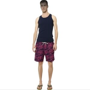 J. Crew 9 Inch Stretch Eco Board Short in Vines Print Purple Pink Palm Leaf 38